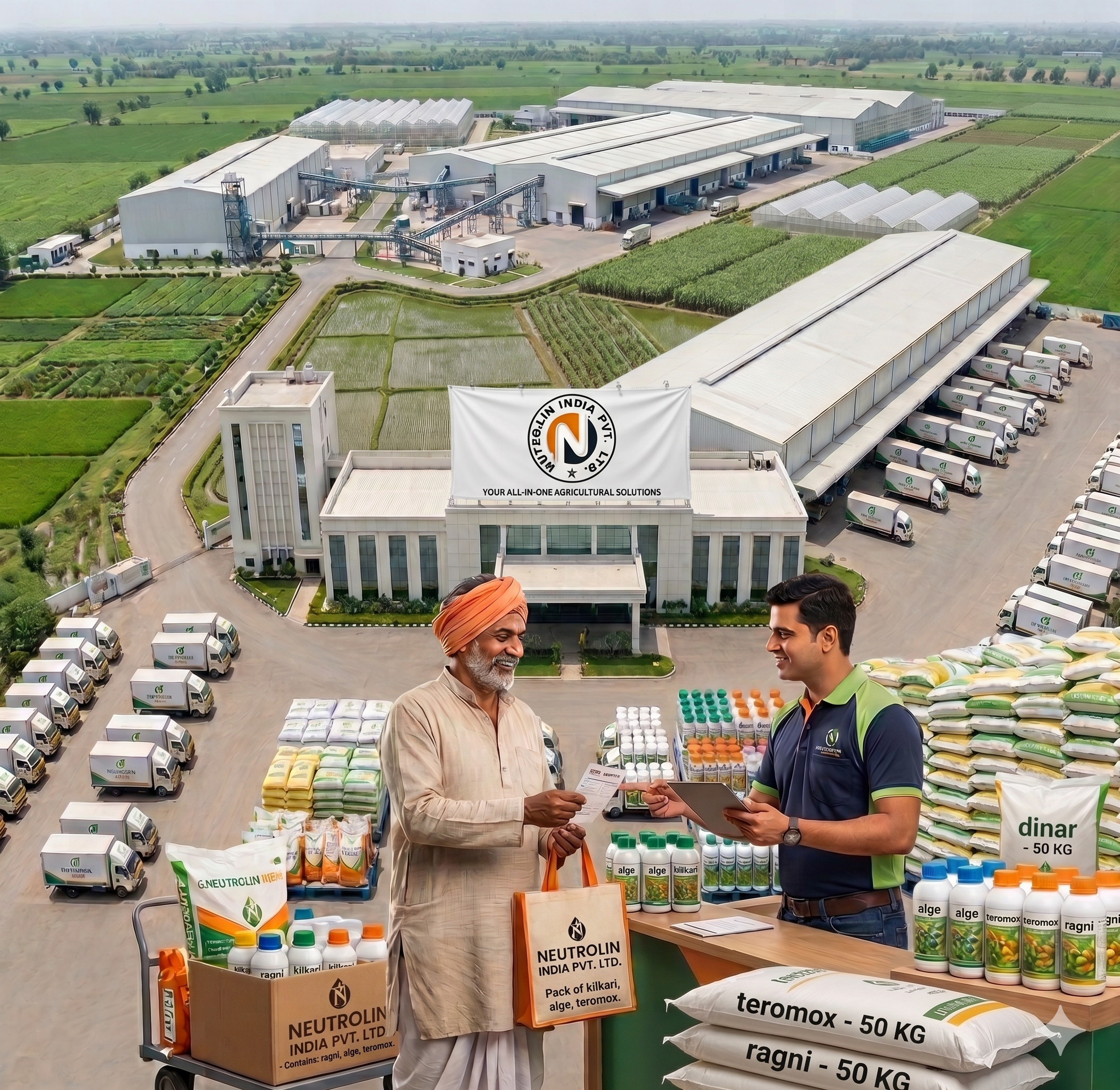 Organic sustainable agriculture with healthy crops and farmers
